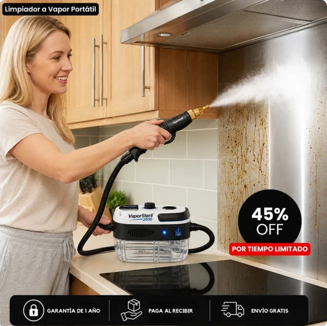 Limpiador a Vapor Portátil 2500W PRO™ | Adiós grasa pegada al instante